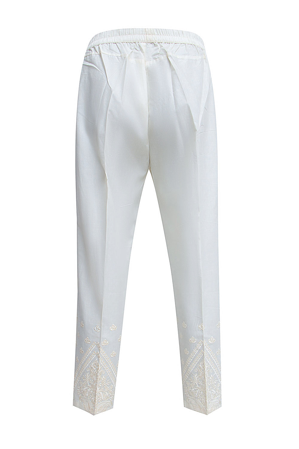 Straight Fit Off White Embroidered Trouser SLBDW21008