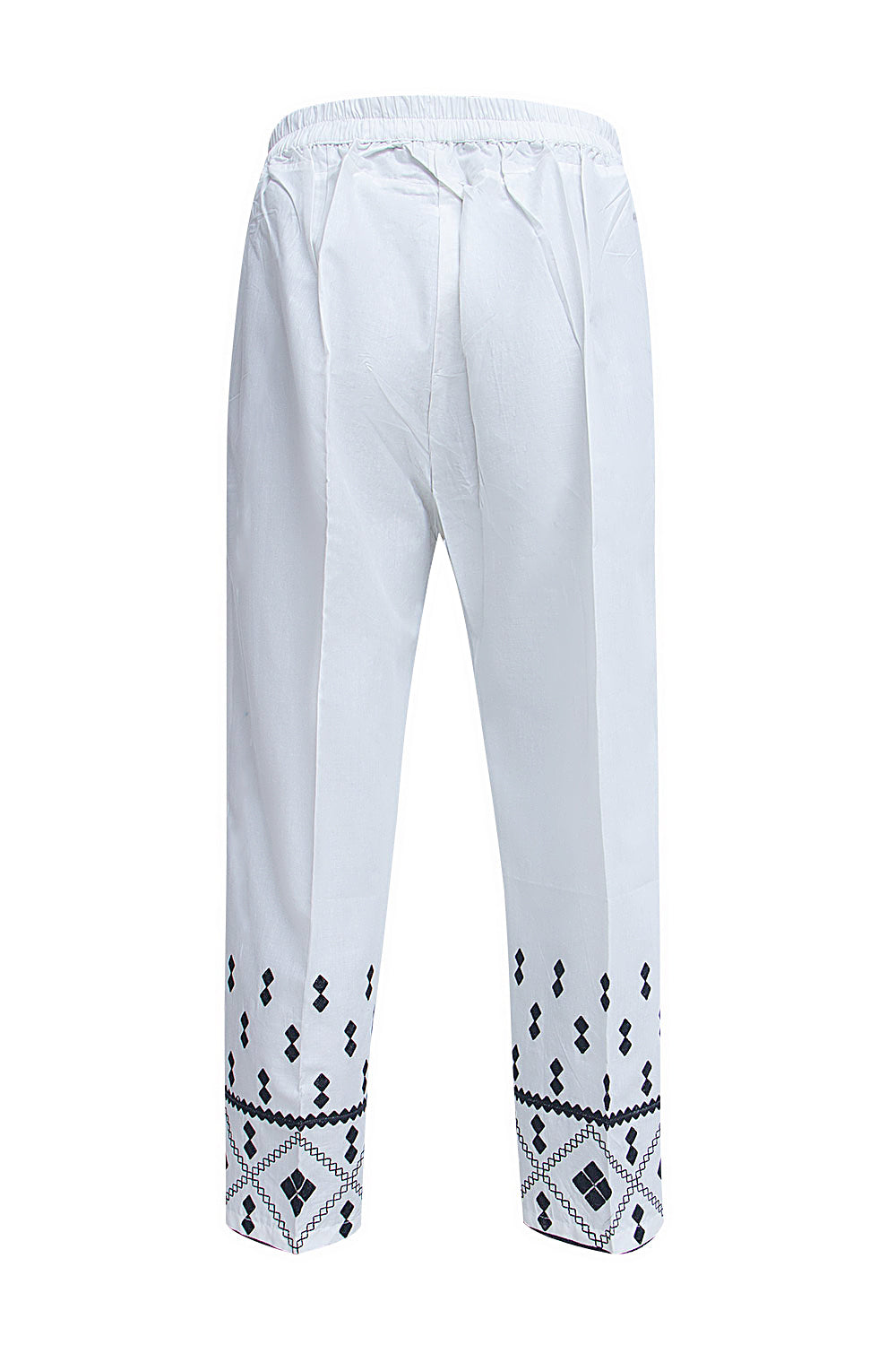 Straight Fit Pearl White Embroidered Trouser SLBDW21009